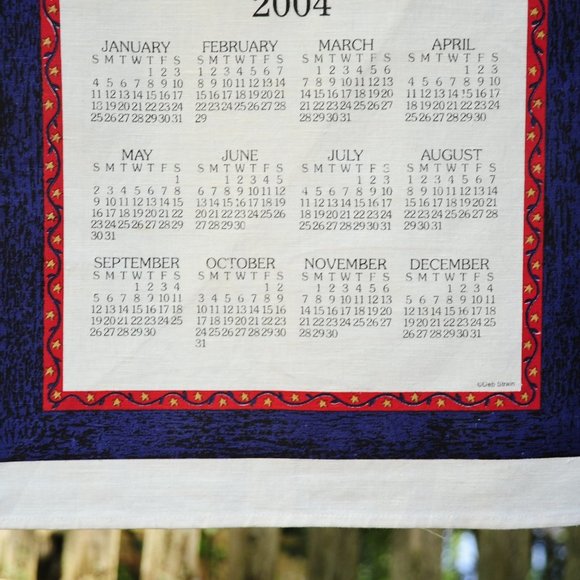 VTG 2004 America Basket Patriotic Calendar Tea Towel Americana by Deb Strain - Picture 6 of 8